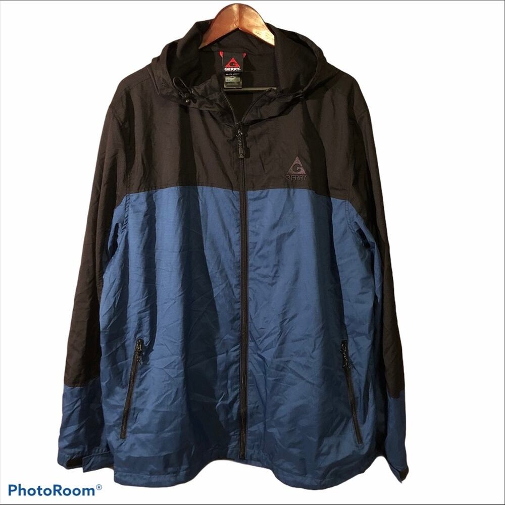 GERRY Ripstop Lightweight Navy Black Zip Up Jacket Windbreaker Men’s Size XXL